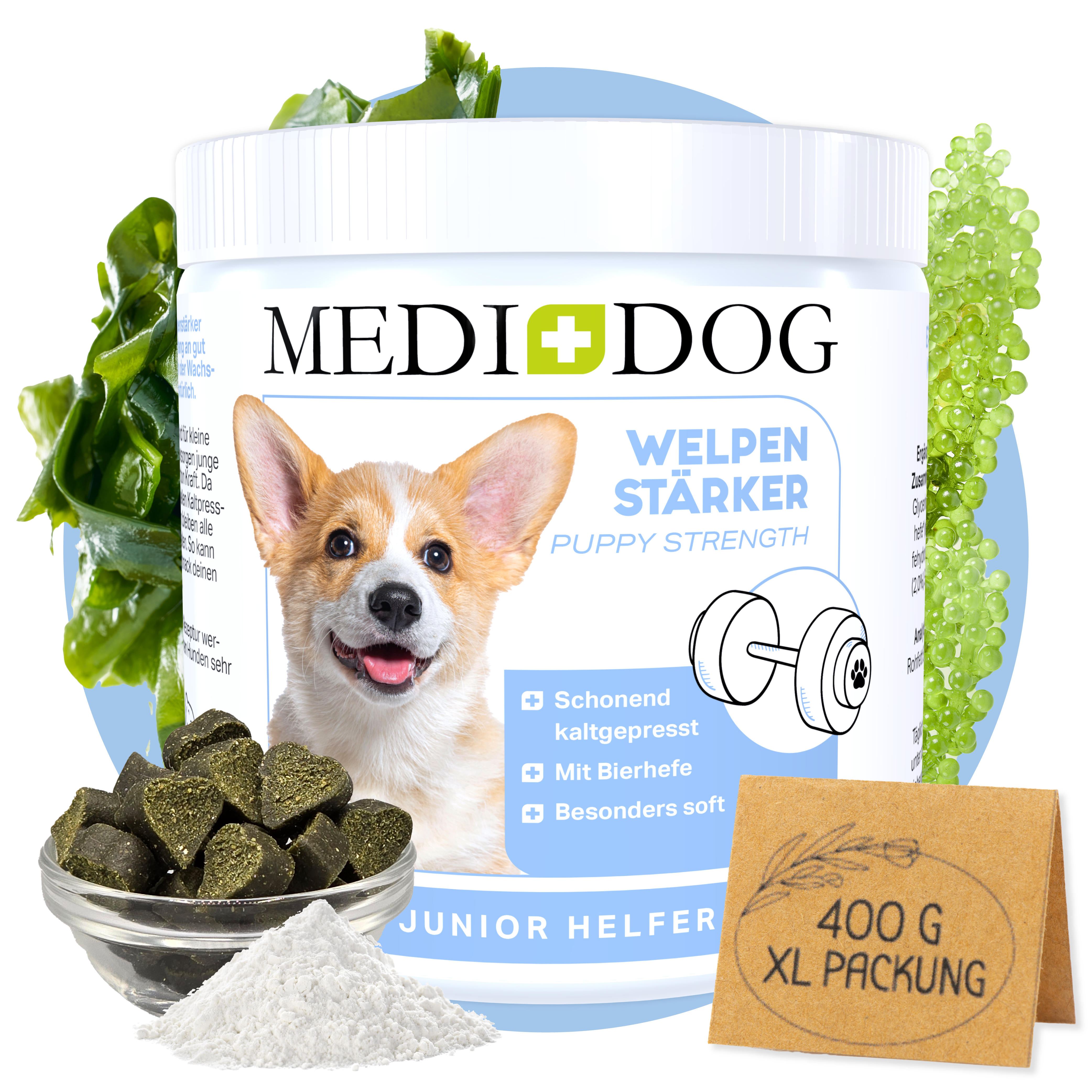 MEDIDOG Welpenstärker Drops für Welpen und Junghunde mit getreidefreier Rezeptur MEDIDOG Welpenstärker Drops für Welpen und Junghunde mit getreidefreier Rezeptur