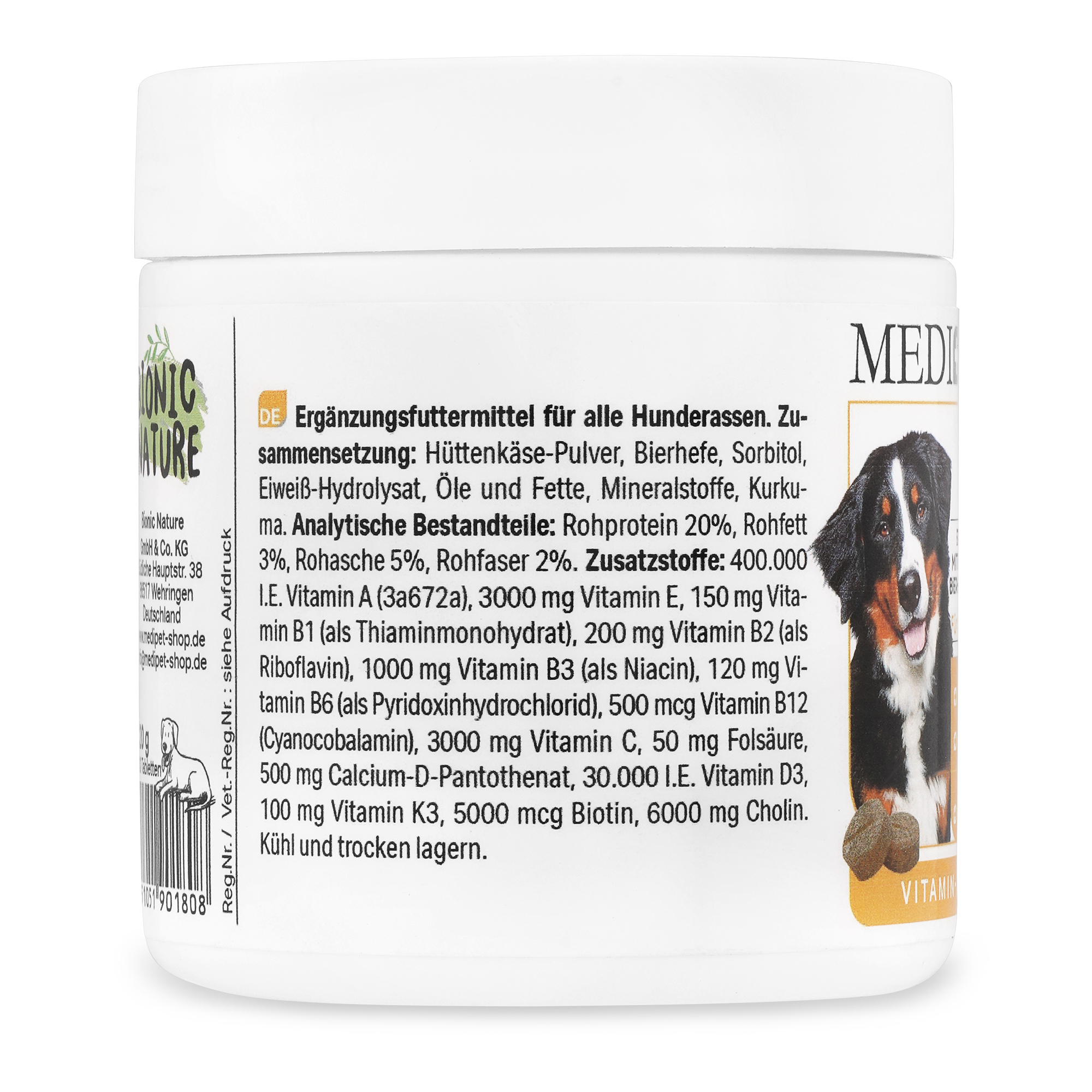 Medidog Multi Vitamin - für normales, gesundes Wachstum, zur  Energiegewinnung, für eine normale Verdauung und eine gute Aufnahme von Nährstoffen, für die natürliche Entgiftung seines Körpers, für eine normale Funktion seiner Ausscheidungsorgane und natür