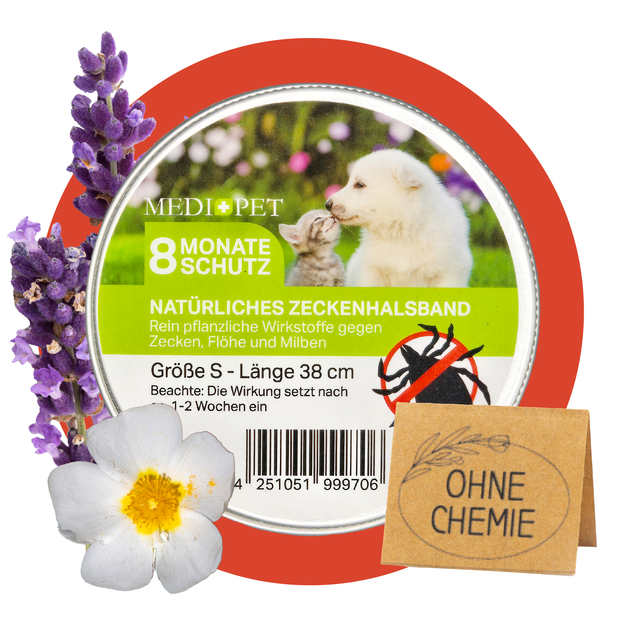 MEDIDOG Anti-Zeckenhalsband für große und kleine Hunde mit Lavendel und Zistrose MEDIDOG Anti-Zeckenhalsband für große und kleine Hunde mit Lavendel und Zistrose