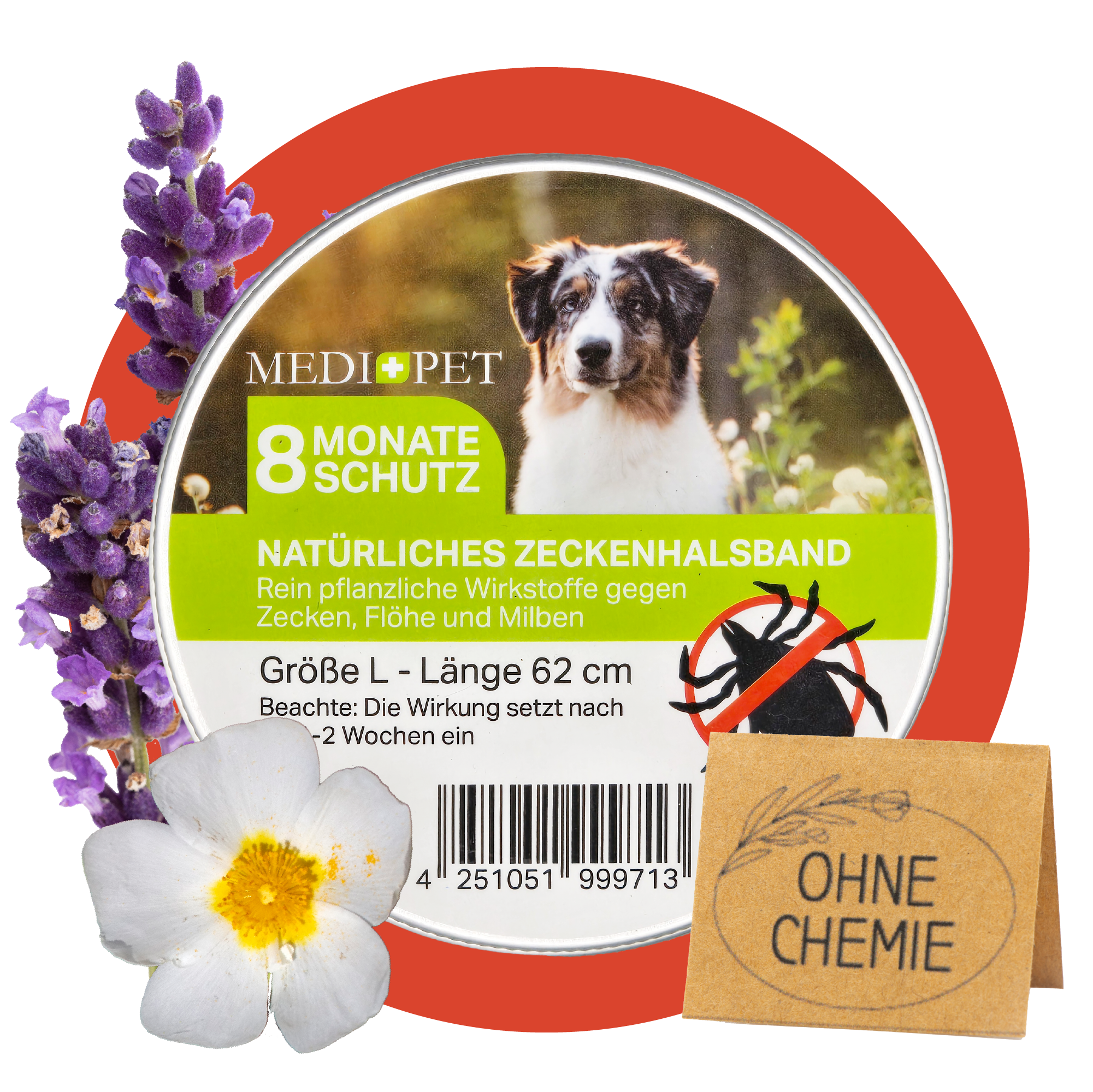 MEDIDOG Anti-Zeckenhalsband für große und kleine Hunde mit Lavendel und Zistrose MEDIDOG Anti-Zeckenhalsband für große und kleine Hunde mit Lavendel und Zistrose