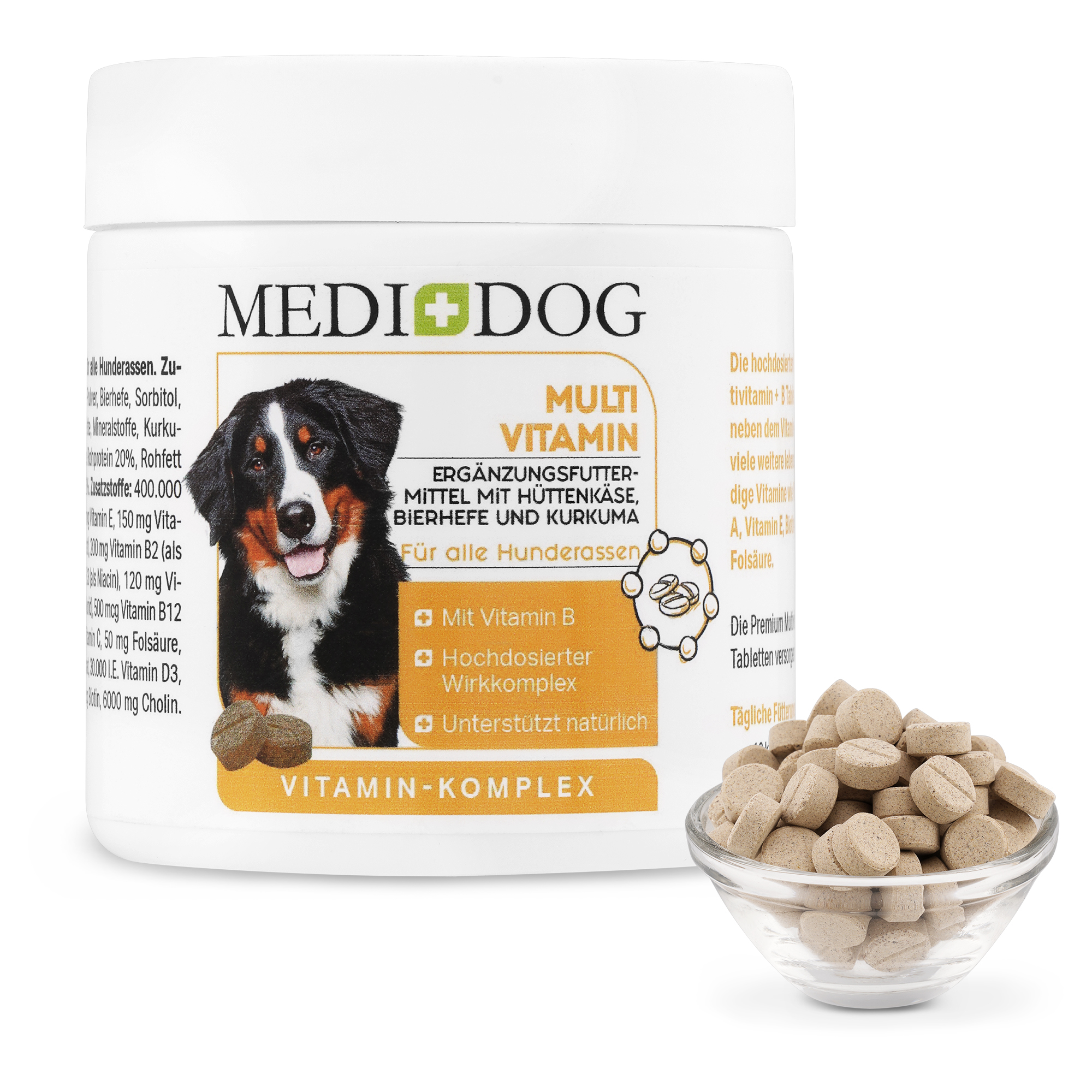 Medidog Multi Vitamin für Hunde -  hochdosierte schmackhafte Multivitamin + B Tabletten für Hunde