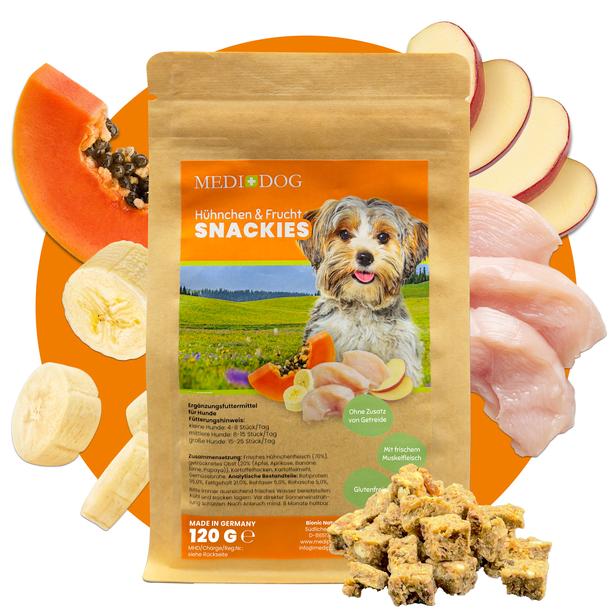 MEDIDOG Hühnchen & Frucht SNACKIES 
